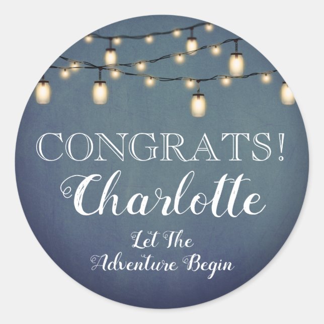 Adesivo Redondo Partido de Reforma da Surpresa Azul Elegante (Frente)