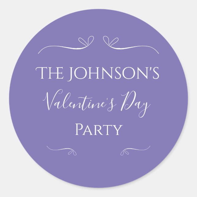 Adesivo Redondo Partido Dia de os namorados Roxo Moderno (Frente)