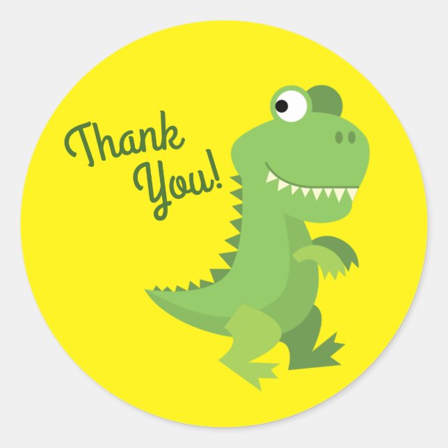 Adesivo Redondo Partido Dino primeiro aniversario de Crianças do D (Frente)