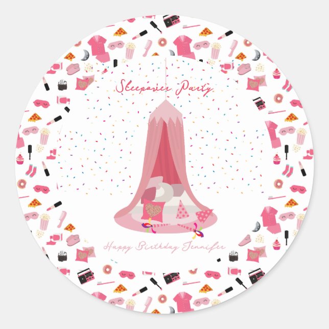 Adesivo Redondo Partido do Aniversário de criança de Tendência do  (Frente)