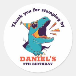 Adesivo Redondo Partido do Aniversário de criança do Dinossauro do