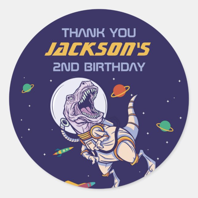 Adesivo Redondo Partido do Aniversário de criança Espacial Exterio (Frente)