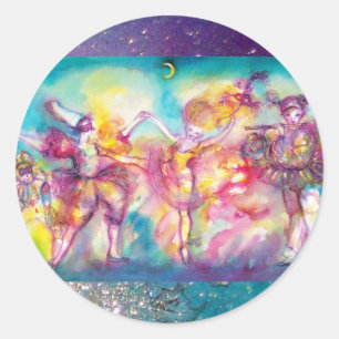 Adesivo Redondo PARTIDO do MASCARADA, máscaras do carnaval, danç