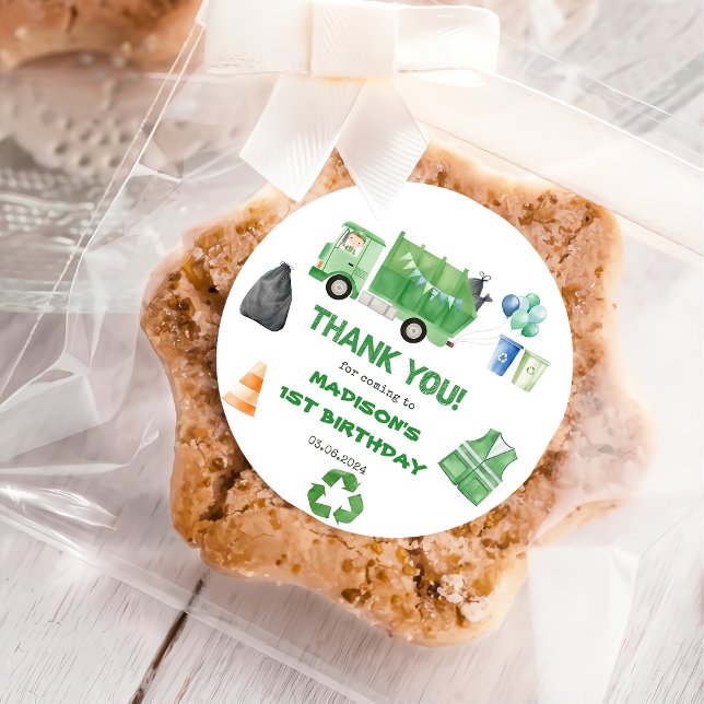 Adesivo Redondo Partido do primeiro aniversario de Caminhão de Lix (Criador carregado)