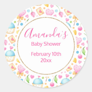 Adesivo Redondo Partido dos Padrões de Aquarela de Corações e M