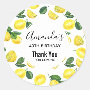 Adesivo Redondo Partido dos Padrões de Fruta de Limões Amarelos