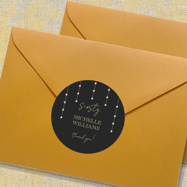 Adesivo Redondo Partido Dourado e Preto do Script Moderno (Criador carregado)