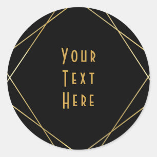 Adesivo Redondo Partido Dourado e preto Simples Elegante Moderno d