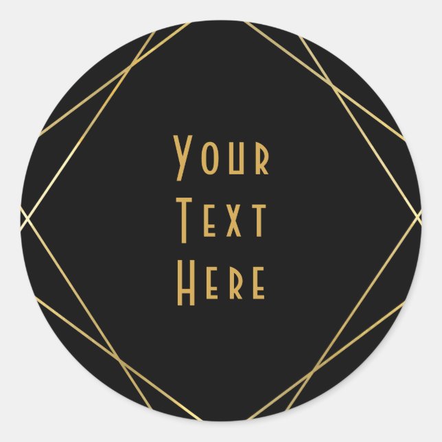 Adesivo Redondo Partido Dourado e preto Simples Elegante Moderno d (Frente)