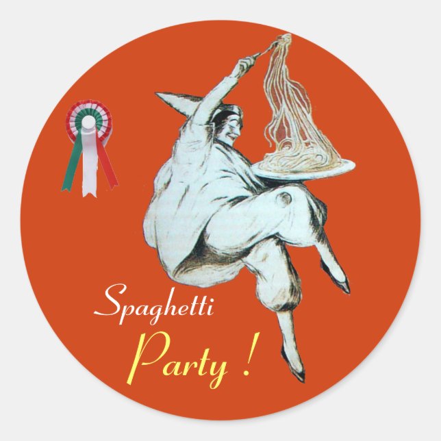 Adesivo Redondo PARTIDO ESPAGHETTI ITALIANO KITCHEN, laranja RESTA (Frente)