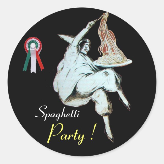 Adesivo Redondo PARTIDO ESPAGHETTI ITALIANO KITCHEN, negro RESTAUR (Frente)