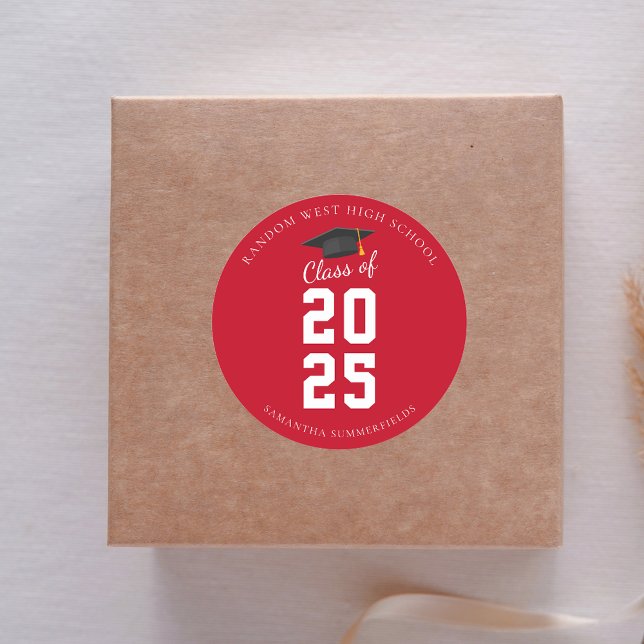 Adesivo Redondo Partido Formando Simple Modern Graduation 2025 (Simple Modern Graduation 2025 Grad Party Classic Round Sticker)