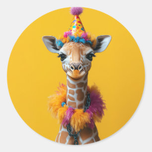 Adesivo Redondo Partido Giraffe Extravaganza