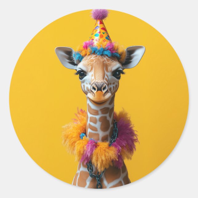 Adesivo Redondo Partido Giraffe Extravaganza (Frente)