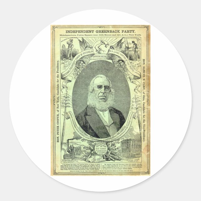 Adesivo Redondo Partido Greenback 1876 (Frente)