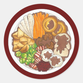 Adesivo Redondo Partido Jante de Natal UK Comida Festiva Britânica