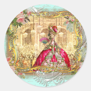 Adesivo Redondo Partido Maria Antonieta em Versalhes em Aqua