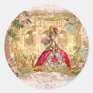 Adesivo Redondo Partido Marie Antoinette a Rosa em Versalhes