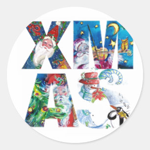 ADESIVO REDONDO PARTIDO MUSICAL DO XMAS DO PAPAI NOEL/SERENADE DO