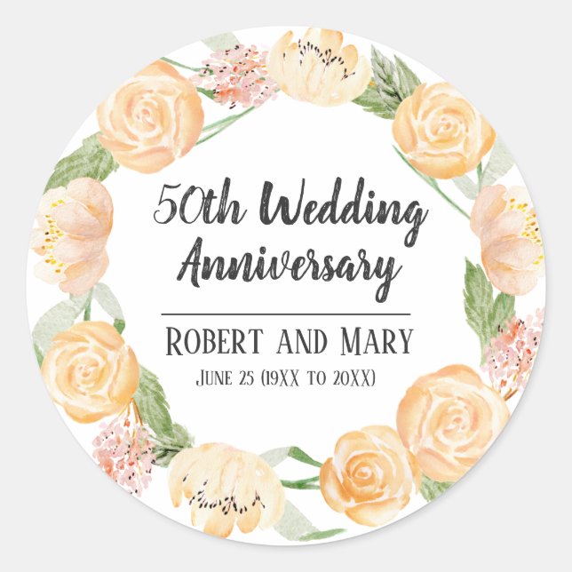 Adesivo Redondo Partido Personalizado 50º Aniversário a Favor do S (Frente)