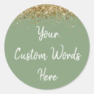 Adesivo Redondo Partido Personalizado Favorece Birthday Sage Verde