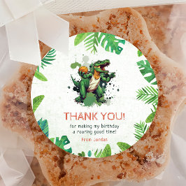 Adesivo Redondo Partido primeiro aniversario Dinossauro