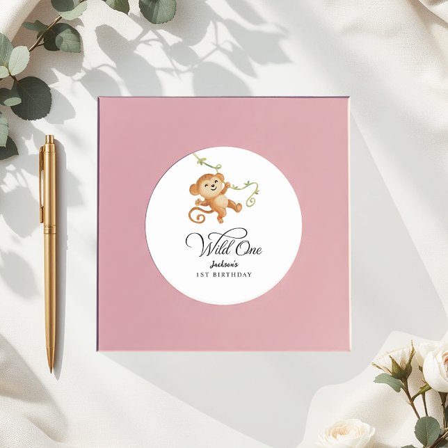 Adesivo Redondo Partido primeiro aniversario Selvagem Selvagem Sel (Criador carregado)