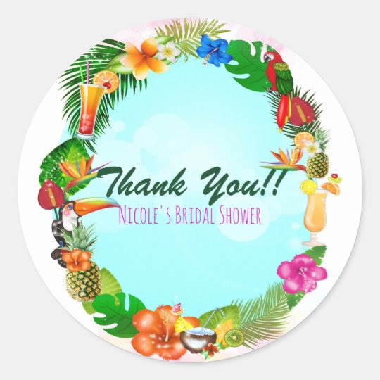Adesivo Redondo Partido tropical havaiano de Luau do quadro das Zazzle com br Adesivo De Flamingo ~ Adesivo Redondo Partido tropical havaiano de Luau do quadro das Zazzle com br