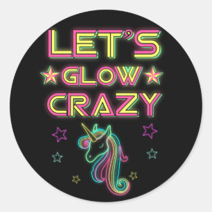 Adesivo Redondo Partido vamos Glow Crazy, Legal Festa de Aniversá