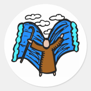 Adesivo Redondo Partir o mar vermelho trabalho de arte cristão