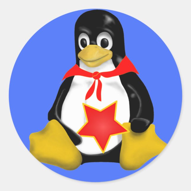 ADESIVO REDONDO PARTISAN COMUNISTA LINUX TUX (Frente)