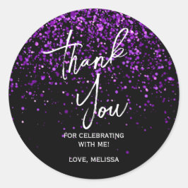 Adesivo Redondo Parto Roxo Roxo Aniversário Negro Obrigado