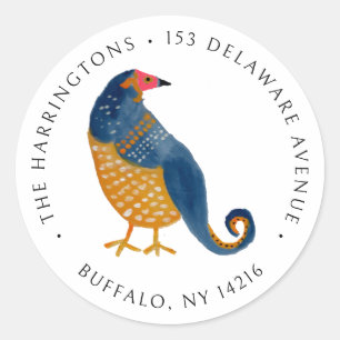 Adesivo Redondo Partridge Whimsical Bird Return Address