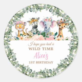 Adesivo Redondo Party Animals Safari Girl Jungle Wild 