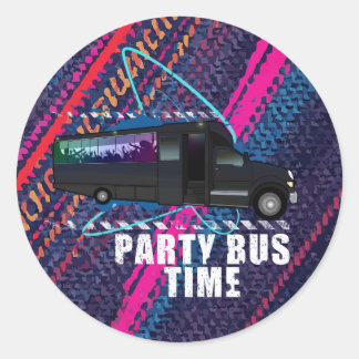 Adesivo Redondo Party Bus Time Neon Nightlife Color Stripe Celebra