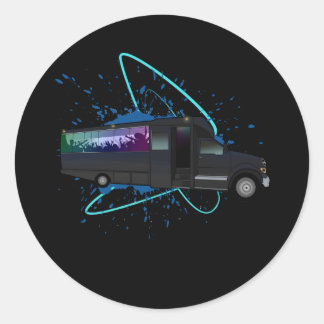 Adesivo Redondo Party Bus Time Neon Nightlife Fun Celebration 