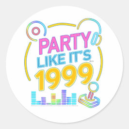 Adesivo Redondo Party Like It’s 1999®™ – Neon Soundtrack