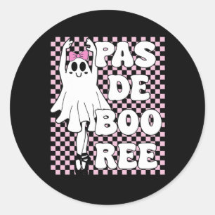 Adesivo Redondo Pas De Boo ree Funny Retro Balé Fantasmas Hallowee