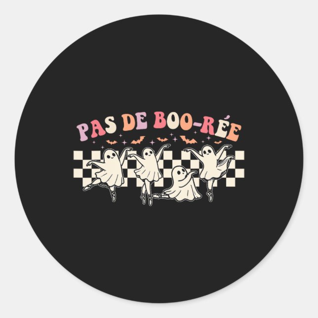 Adesivo Redondo Pas De Boo-rée Ghost Balé Dancer Halloween Danci (Frente)