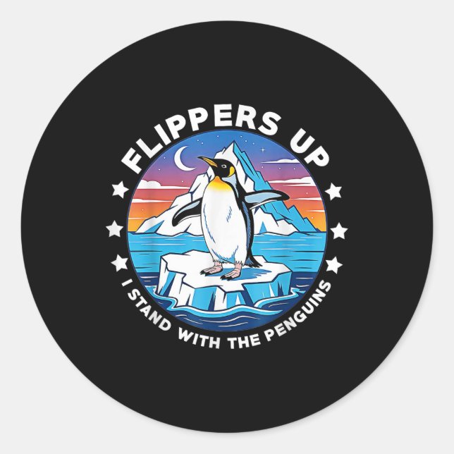 Adesivo Redondo Pás Para Cima Eu Pego Pinguins (Frente)