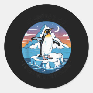 Adesivo Redondo Pás Para Cima Eu Pego Pinguins