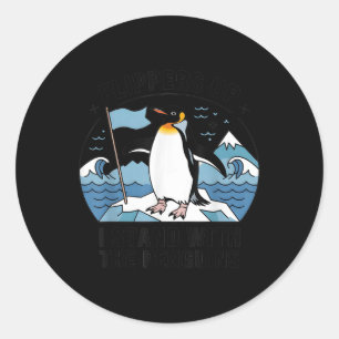 Adesivo Redondo Pás Para Cima Eu Pego Pinguins Engraçados Pingui