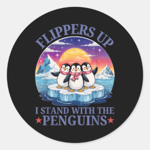 Adesivo Redondo Pás Para Cima Eu Pego Pinguins Engraçados Pingui