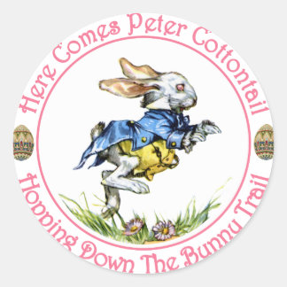 Adesivo Redondo Páscoa - Aqui Vem Peter Cottontail