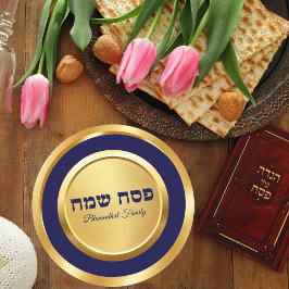 Adesivo Redondo Páscoa Azul e Dourada da Páscoa elegante