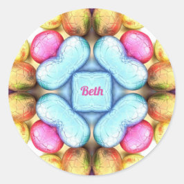 Adesivo Redondo PÁSCOA BETH ~ WOW! Ovos bonito para Páscoa