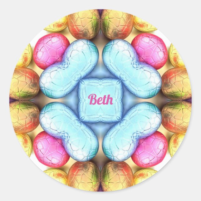 Adesivo Redondo PÁSCOA BETH ~ WOW! Ovos bonito para Páscoa (Frente)