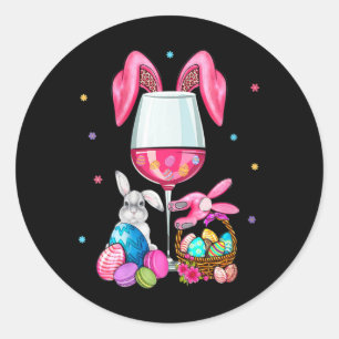 Adesivo Redondo Páscoa Bonita Vinho Gelado Ouvidos Coelhinhos Bebe