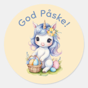 Adesivo Redondo Páscoa branca Unicorn Dinamarquês - Sticker