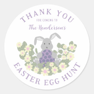Adesivo Redondo Páscoa Bunny Egg Hunt Floral Obrigado
